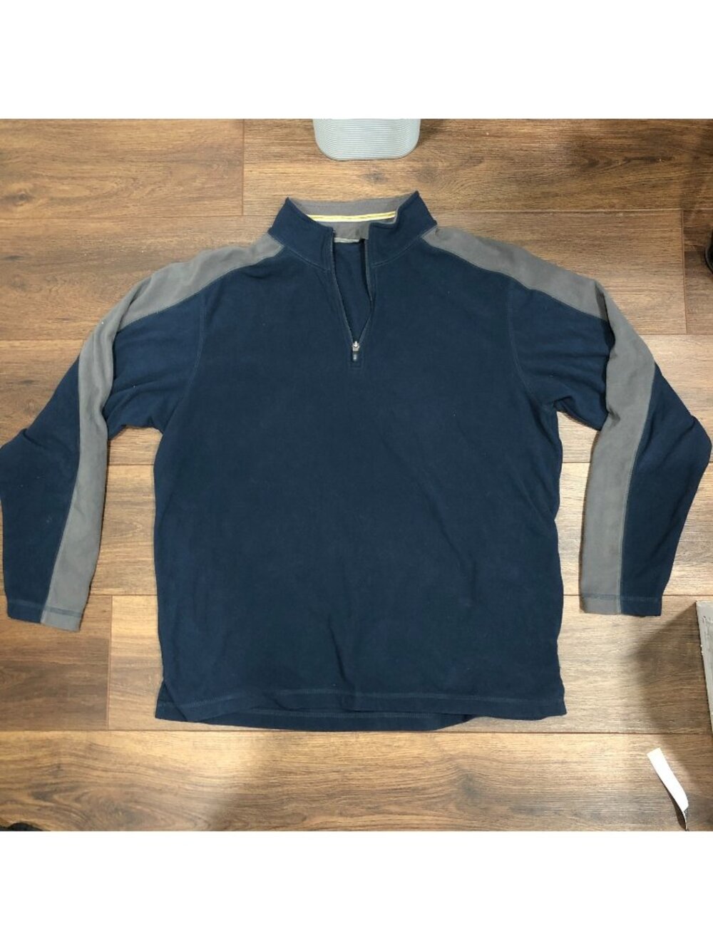REI Pullover Men Large Blue Gray 1/4 Zip Fleece Hiking Outdoors Casual